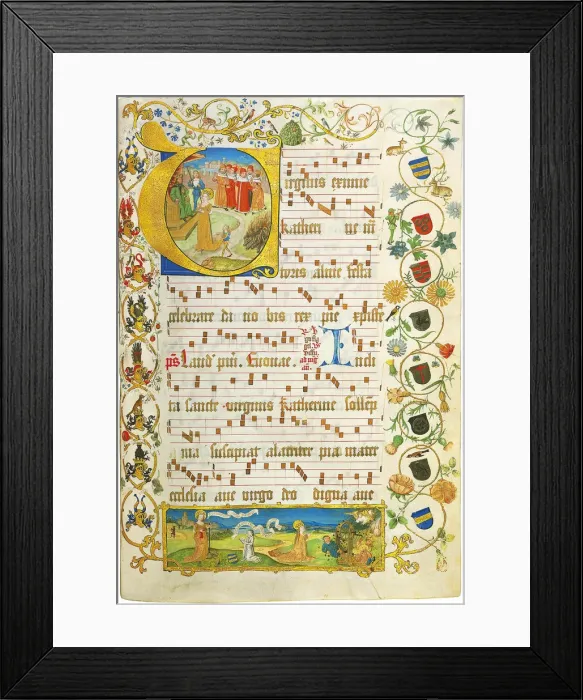 Framed Print : Leaf from Antiphonary for Elisabeth von Gemmingen, c. 1504. Artist: Anonymous