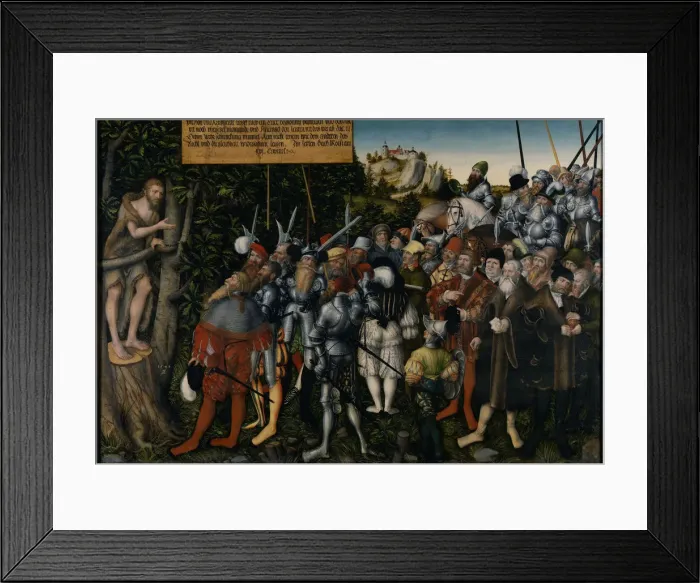 Framed Print : The Sermon of John the Baptist, 1549. Artist: Cranach, Lucas, the Younger (1515-1586) Framed Print : The Sermon of John the Baptist, 1549. Artist: Cranach, Lucas, the Younger (1515-1586)