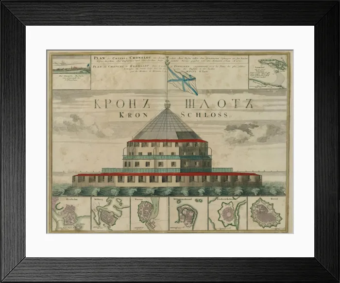 Framed Print : Plan of the Kronstadt Fortress, 1750. Artist: Homann, Johann Baptist (1663-1724) Framed Print : Plan of the Kronstadt Fortress, 1750. Artist: Homann, Johann Baptist (1663-1724)
