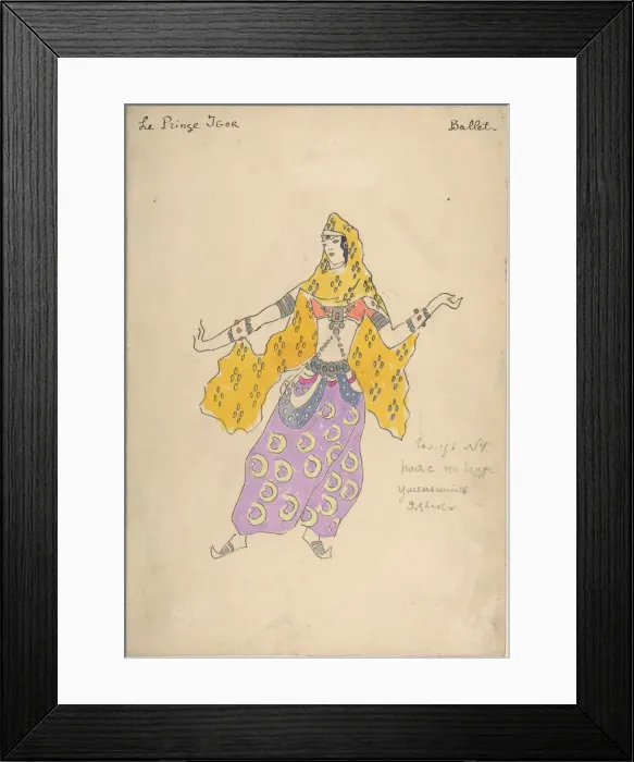 Framed Print : Polovtsian girl. Costume design for the opera Prince Igor by A. Borodin, 1909. Artist: Korovin, Konstantin Alexeyevich (1861-1939) Framed Print : Polovtsian girl. Costume design for the opera Prince Igor by A. Borodin, 1909. Artist: Korovin, Konstantin Alexeyevich (1861-1939)