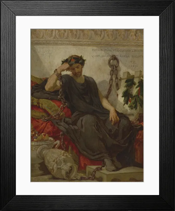 Framed Print : Damocles, 1867. Artist: Couture, Thomas (1815-1879) Framed Print : Damocles, 1867. Artist: Couture, Thomas (1815-1879)