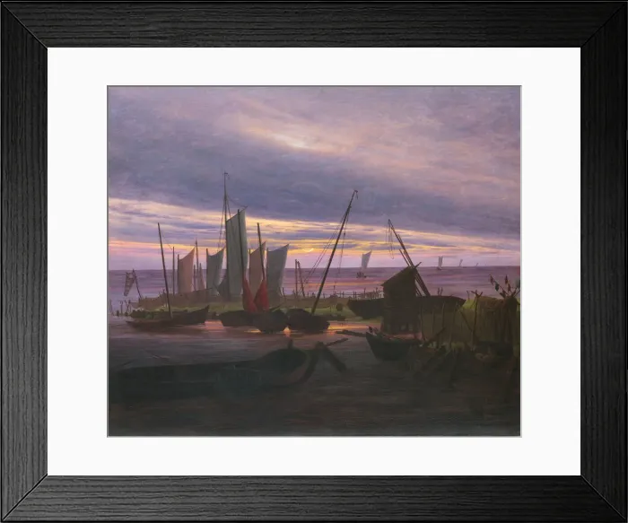 Framed Print : Boats in the Harbour at Evening, c. 1828. Artist: Friedrich, Caspar David (1774-1840) Framed Print : Boats in the Harbour at Evening, c. 1828. Artist: Friedrich, Caspar David (1774-1840)