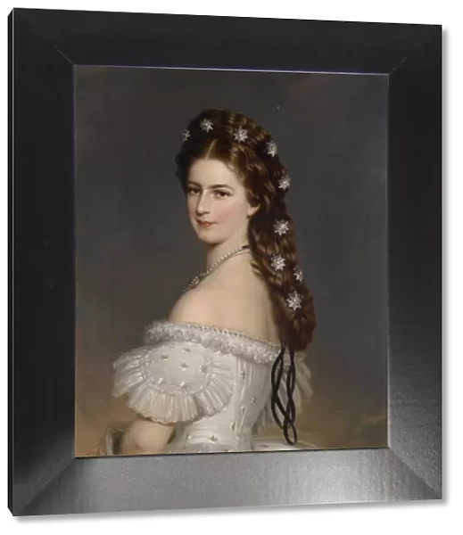 Empress Elisabeth of Austria with Diamond stars in her hair, ca 1860. Artist: Winterhalter, Franz Xavier (1805-1873)