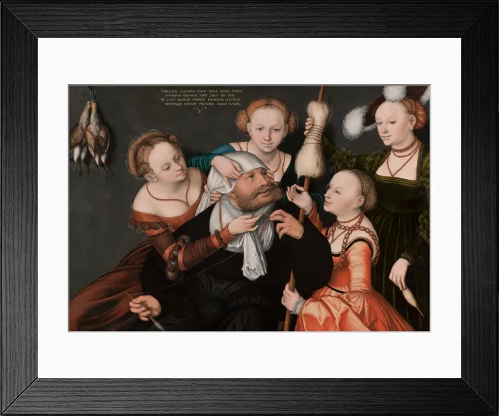 Framed Print : Hercules and Omphale, 1537. Artist: Cranach, Lucas, the Elder (1472-1553) Framed Print : Hercules and Omphale, 1537. Artist: Cranach, Lucas, the Elder (1472-1553)