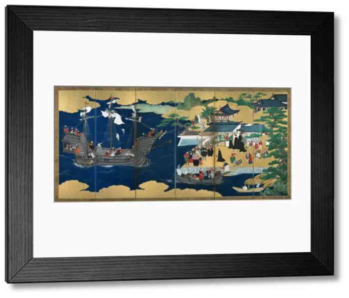 Framed Print : Namban Screens, First third of 17th cen Artist: Sanraku, Kano (ca. 1559-1635) Framed Print : Namban Screens, First third of 17th cen Artist: Sanraku, Kano (ca. 1559-1635)