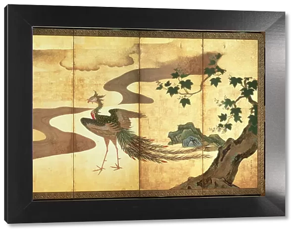 Phoenixes by Paulownia Trees, 17th century. Artist: Tan yu, Kano (1602-1674)