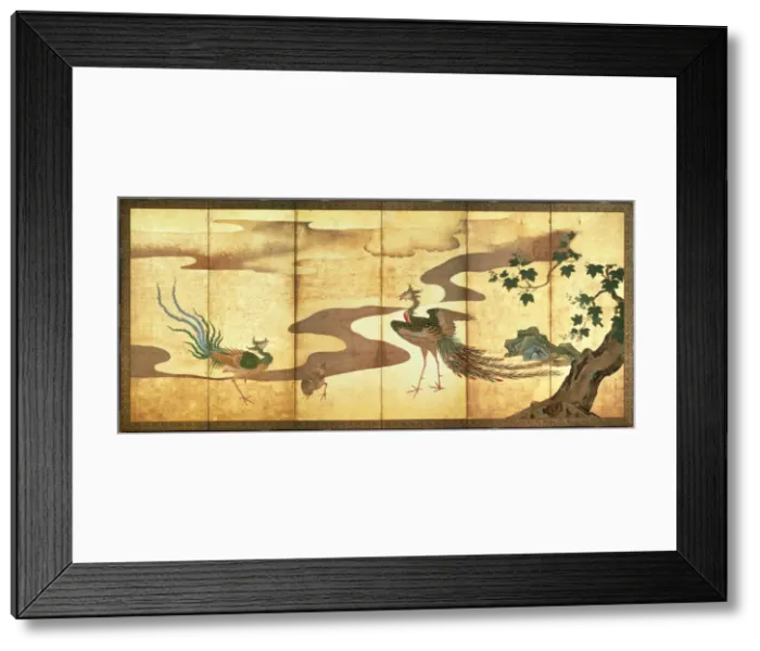 Framed Print : Phoenixes by Paulownia Trees, 17th century. Artist: Tan yu, Kano (1602-1674) Framed Print : Phoenixes by Paulownia Trees, 17th century. Artist: Tan yu, Kano (1602-1674)