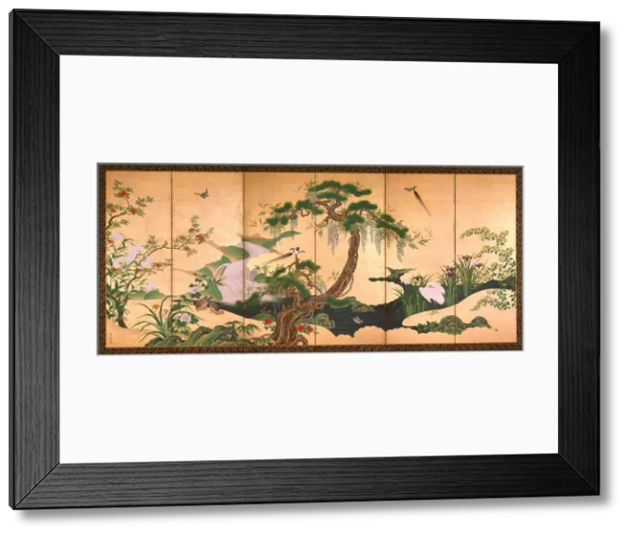 Framed Print : Birds and Flowers of Spring and Summer, Second Half of the 17th cen Artist: Eino, Kano (1631-1697) Framed Print : Birds and Flowers of Spring and Summer, Second Half of the 17th cen Artist: Eino, Kano (1631-1697)