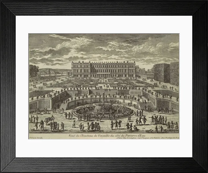 Framed Print : View of Versailles, garden facade, 1680s. Artist: Perelle, Adam (1638-1695) Framed Print : View of Versailles, garden facade, 1680s. Artist: Perelle, Adam (1638-1695)