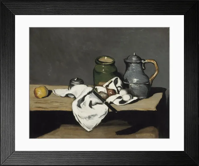 Framed Print : Still life with kettle, 1867-1869. Artist: Cezanne, Paul (1839-1906) Framed Print : Still life with kettle, 1867-1869. Artist: Cezanne, Paul (1839-1906)