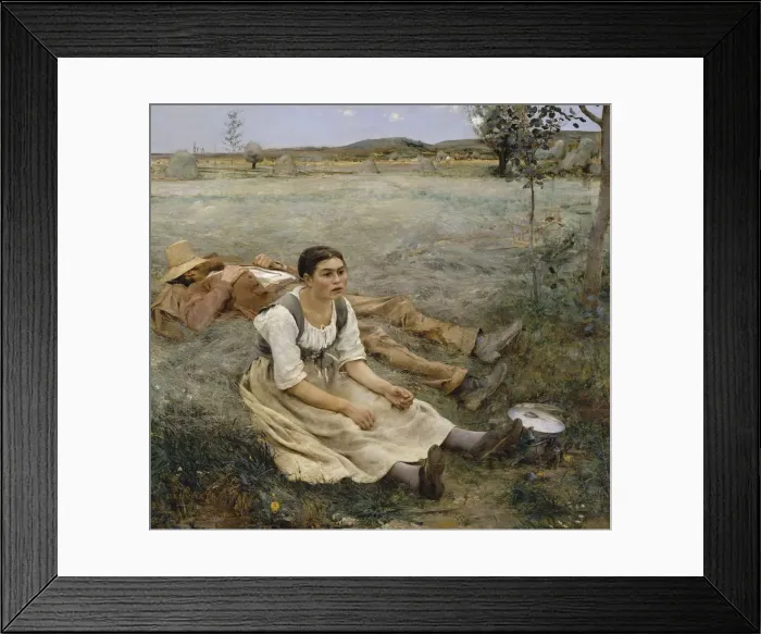 Framed Print : Hay making, 1877. Artist: Bastien-Lepage, Jules (1848-1884) Framed Print : Hay making, 1877. Artist: Bastien-Lepage, Jules (1848-1884)