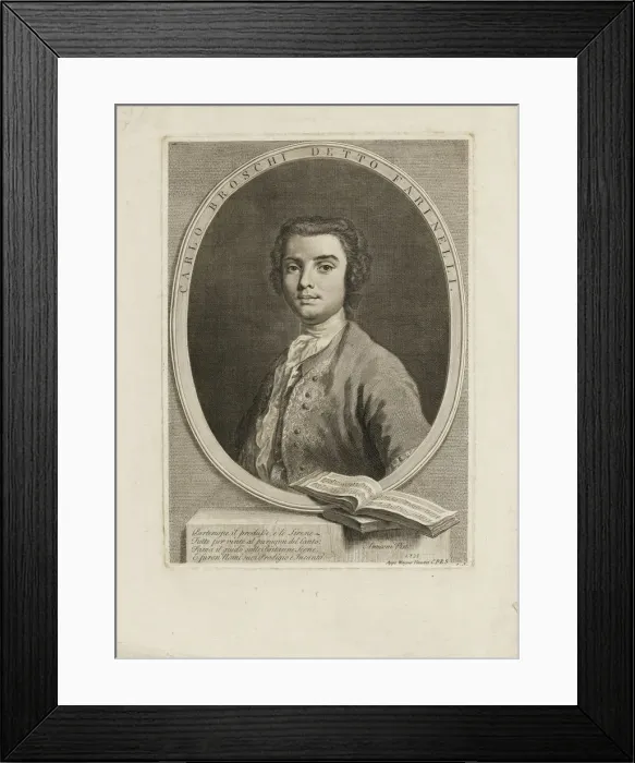 Framed Print : Portrait of the singer Farinelli (Carlo Broschi) (1705-1782), 1735. Artist: Amigoni, Jacopo (1675-1752) Framed Print : Portrait of the singer Farinelli (Carlo Broschi) (1705-1782), 1735. Artist: Amigoni, Jacopo (1675-1752)