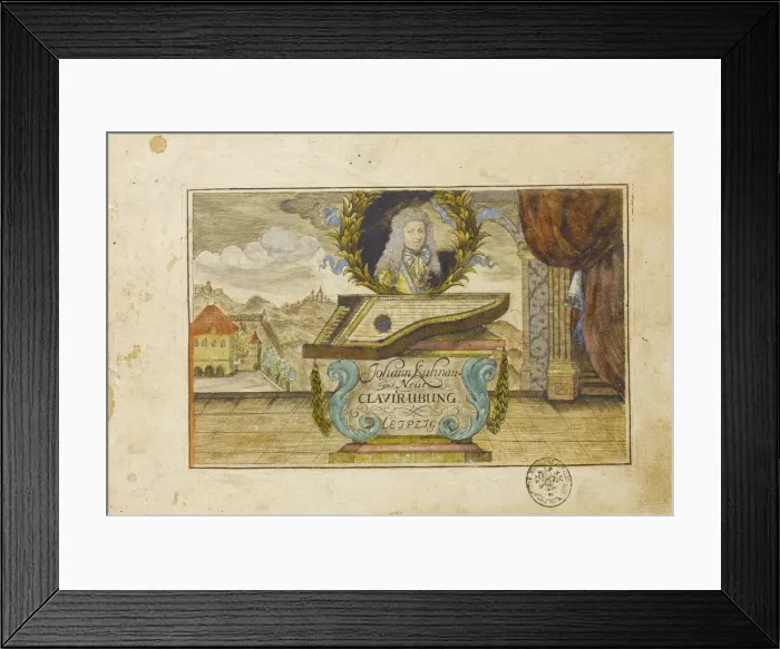Framed Print : Johann Kuhnau (Neue Clavier-Uebung), 1689. Artist: Anonymous Framed Print : Johann Kuhnau (Neue Clavier-Uebung), 1689. Artist: Anonymous