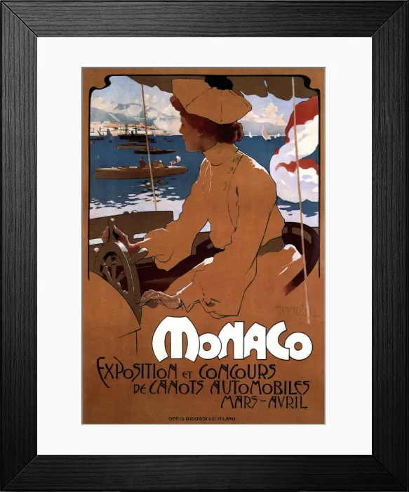Framed Print : Monaco: Exposition de Canots Automobiles, 1900. Artist: Hohenstein, Adolfo (1854-1928) Framed Print : Monaco: Exposition de Canots Automobiles, 1900. Artist: Hohenstein, Adolfo (1854-1928)