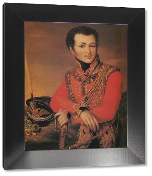 Portrait of Artemy Lazarev (1791-1813), Staff ride master of the Life-Guards Hussar Regiment, 1820s. Artist: Anonymous