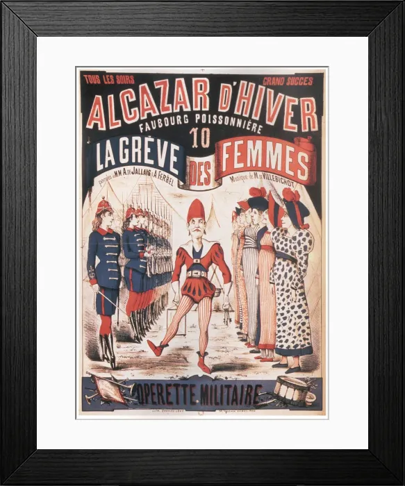 Framed Print : Poster for the Operetta La Greve des femmes by A. de Villebichot, 1879-1880. Artist: Levy, Charles (1820-1899) Framed Print : Poster for the Operetta La Greve des femmes by A. de Villebichot, 1879-1880. Artist: Levy, Charles (1820-1899)