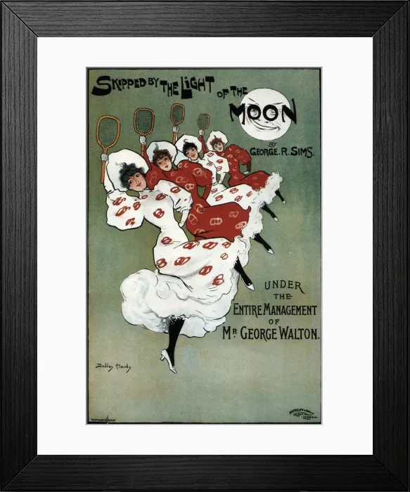 Framed Print : Poster for the George Sims comedy Skipped by the Light of the Moon, 1896. Artist: Hardy, Dudley (1866-1922) Framed Print : Poster for the George Sims comedy Skipped by the Light of the Moon, 1896. Artist: Hardy, Dudley (1866-1922)