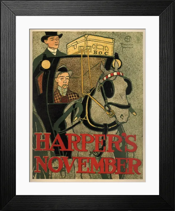 Framed Print : Harpers November, 1896. Artist: Penfield, Edward (1866-1925) Framed Print : Harpers November, 1896. Artist: Penfield, Edward (1866-1925)