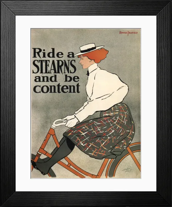 Framed Print : Ride a Stearns, 1896. Artist: Penfield, Edward (1866-1925) Framed Print : Ride a Stearns, 1896. Artist: Penfield, Edward (1866-1925)