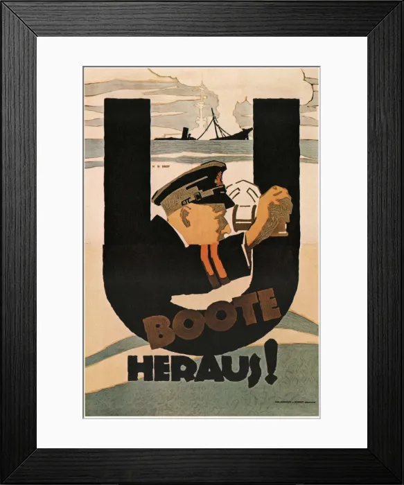 Framed Print : The U-boats Are Out!, 1917. Artist: Erdt, Hans Rudi (1883-1925) Framed Print : The U-boats Are Out!, 1917. Artist: Erdt, Hans Rudi (1883-1925)