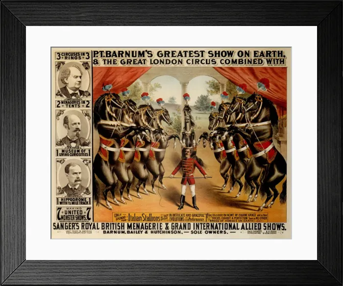 Framed Print : Barnums Greatest Show On Earth, 1882. Artist: The Strobridge Lithographing Company Framed Print : Barnums Greatest Show On Earth, 1882. Artist: The Strobridge Lithographing Company