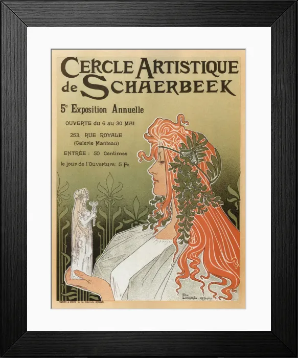 Framed Print : Artistic Club of Schaerbeek, 5th annual show, 1897. Artist: Privat-Livemont, Henri (1861?1936) Framed Print : Artistic Club of Schaerbeek, 5th annual show, 1897. Artist: Privat-Livemont, Henri (1861?1936)
