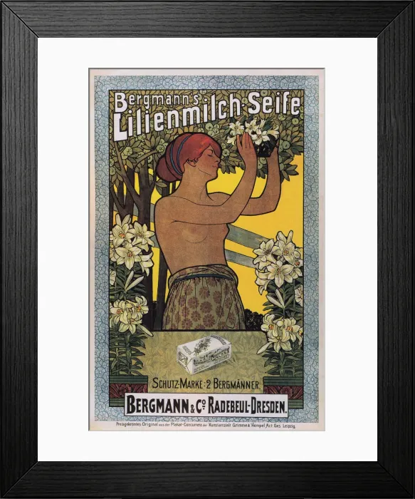 Framed Print : Bergmanns Lilienmilch Soap, 1896. Artist: Cissarz, Johannes Joseph Vincenz (1873-1942) Framed Print : Bergmanns Lilienmilch Soap, 1896. Artist: Cissarz, Johannes Joseph Vincenz (1873-1942)