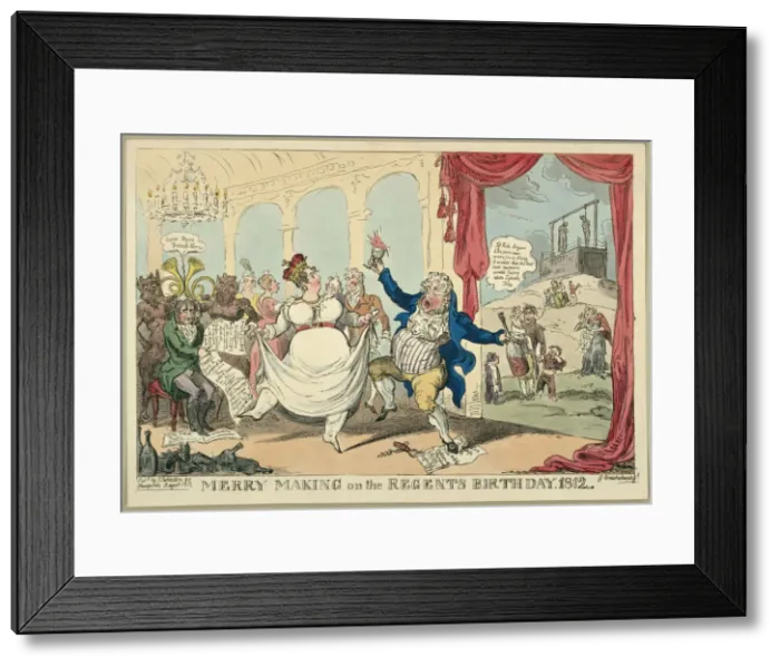 Framed Print : Merry making on the regents birth day, 1812, 1812. Artist: Cruikshank, George (1792-1878) Framed Print : Merry making on the regents birth day, 1812, 1812. Artist: Cruikshank, George (1792-1878)