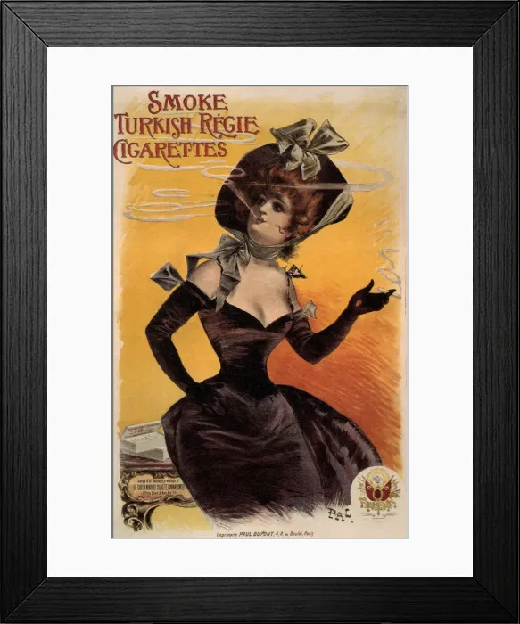 Framed Print : Smoke Turkish Regie Cigarettes, 1895. Artist: Paleologue (Paleologu), Jean de (1855-1942) Framed Print : Smoke Turkish Regie Cigarettes, 1895. Artist: Paleologue (Paleologu), Jean de (1855-1942)