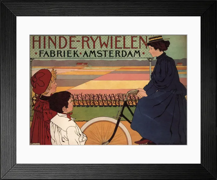 Framed Print : Hinde Rijwielen Fabriek Amsterdam, 1896. Artist: Caspel, Johann Georg van (1870-1928)