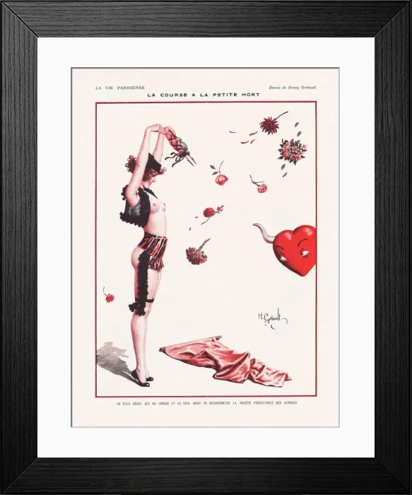 Framed Print : La course a la petite mort. La Vie Parisienne Magazine Cover, 1922. Artist: Gerbault, Henry (1863-1930) Framed Print : La course a la petite mort. La Vie Parisienne Magazine Cover, 1922. Artist: Gerbault, Henry (1863-1930)