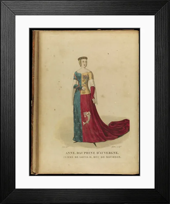 Framed Print : Anne of Auvergne (1358-1417), Countess of Forez and Duchess of Bourbon, Late 18th cent Artist: Gatine, Georges Jacques (1773-1831) Framed Print : Anne of Auvergne (1358-1417), Countess of Forez and Duchess of Bourbon, Late 18th cent Artist: Gatine, Georges Jacques (1773-1831)