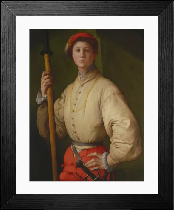 Framed Print : Portrait of a Halberdier (Francesco Guardi?), 1528-1530. Artist: Pontormo (1494-1557) Framed Print : Portrait of a Halberdier (Francesco Guardi?), 1528-1530. Artist: Pontormo (1494-1557)