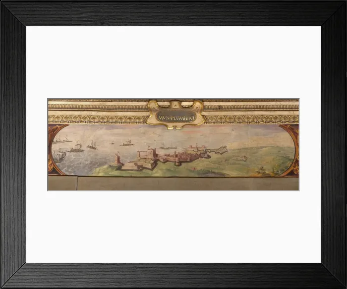 Framed Print : View of Piombino, 1557-1558. Artist: Vasari, Giorgio (1511-1574) Framed Print : View of Piombino, 1557-1558. Artist: Vasari, Giorgio (1511-1574)