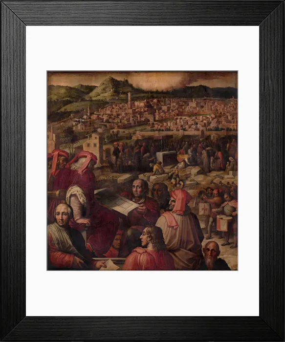 Framed Print : Arnolfo di Cambio shows the plan to enlarge Florence, 1563-1565. Artist: Vasari, Giorgio (1511-1574)