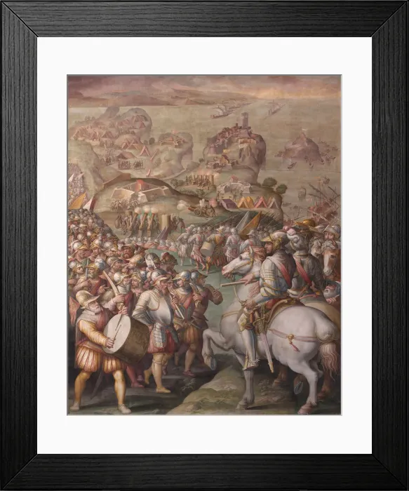 Framed Print : Capture of Porto Ercole, 1568-1570. Artist: Vasari, Giorgio (1511-1574) Framed Print : Capture of Porto Ercole, 1568-1570. Artist: Vasari, Giorgio (1511-1574)