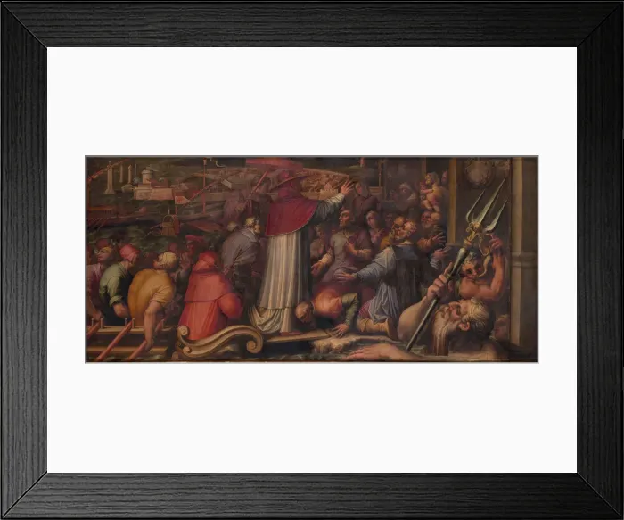 Framed Print : Pope Eugene IV disembarks at Leghorn to take refuge in Florence, 1563-1565. Artist: Vasari, Giorgio (1511-1574) Framed Print : Pope Eugene IV disembarks at Leghorn to take refuge in Florence, 1563-1565. Artist: Vasari, Giorgio (1511-1574)