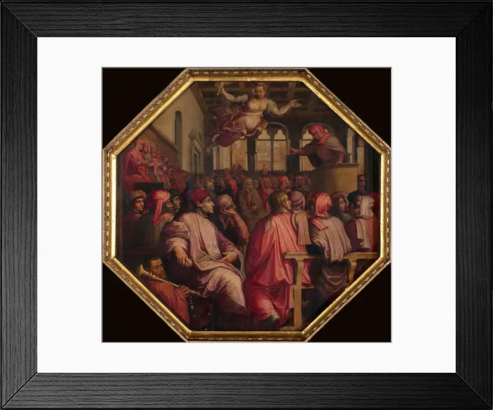 Framed Print : Speech by Antonio Giacomini for the war against Pisa in the Sala dei Duecento, 1563-1565. Artist: Vasari, Giorgio (1511-1574) Framed Print : Speech by Antonio Giacomini for the war against Pisa in the Sala dei Duecento, 1563-1565. Artist: Vasari, Giorgio (1511-1574)