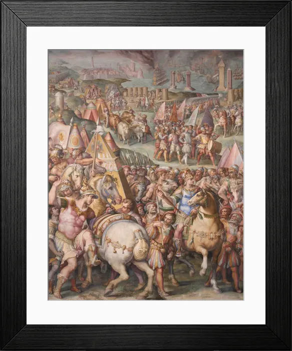 Framed Print : The emperor Maximilian lifts the Siege of Livorno, 1568-1571. Artist: Vasari, Giorgio (1511-1574) Framed Print : The emperor Maximilian lifts the Siege of Livorno, 1568-1571. Artist: Vasari, Giorgio (1511-1574)