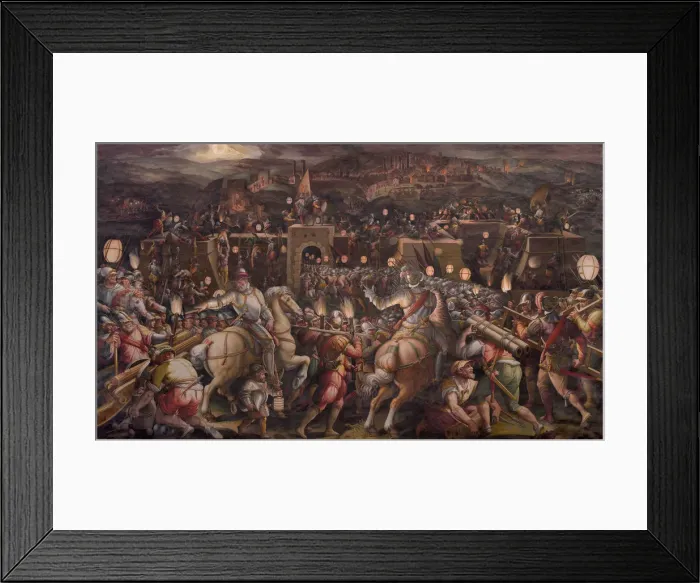 Framed Print : The storming of the fortress near Porta Camollia in Siena, 1570. Artist: Vasari, Giorgio (1511-1574) Framed Print : The storming of the fortress near Porta Camollia in Siena, 1570. Artist: Vasari, Giorgio (1511-1574)