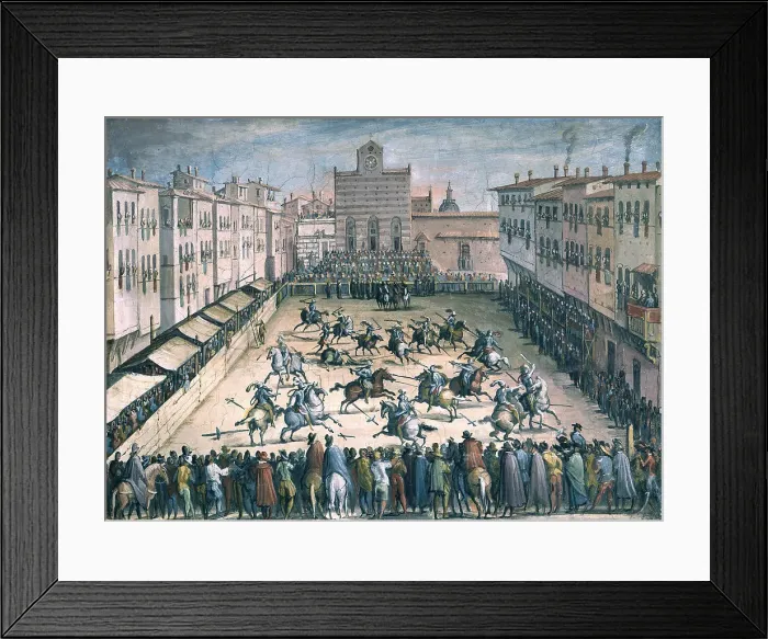 Framed Print : Horse Joust at the Piazza Santa Croce, 1561-1562. Artist: Stradanus (Straet, van der), Johannes (1523-1605) Framed Print : Horse Joust at the Piazza Santa Croce, 1561-1562. Artist: Stradanus (Straet, van der), Johannes (1523-1605)