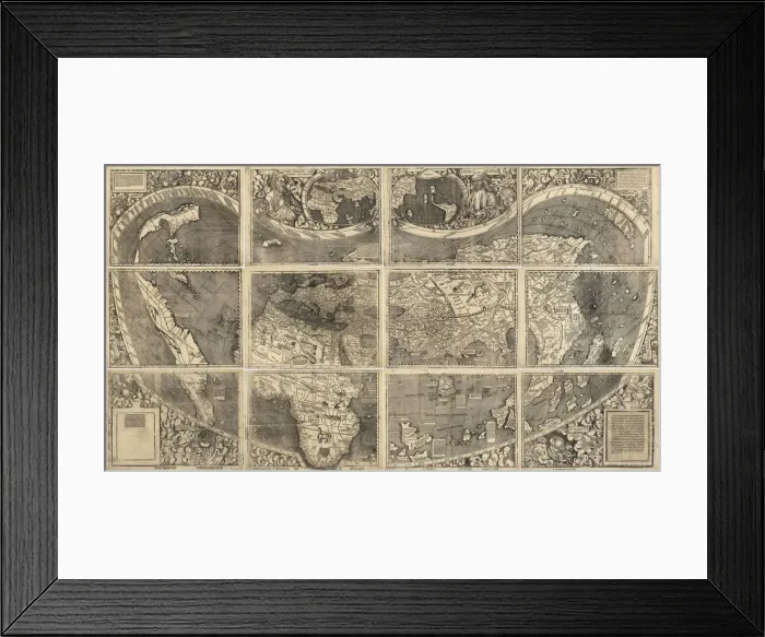 Framed Print : World map Universalis Cosmographia, 1507. Artist: Waldseemuller, Martin (ca 1472-1520) Framed Print : World map Universalis Cosmographia, 1507. Artist: Waldseemuller, Martin (ca 1472-1520)