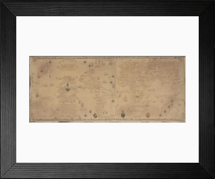 Framed Print : World Map (Propoganda), 1529. Artist: Ribeiro, Diogo (?-1533) Framed Print : World Map (Propoganda), 1529. Artist: Ribeiro, Diogo (?-1533)