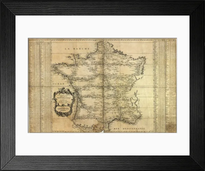 Framed Print : Nouvelle carte de la France, 1744. Artist: Maraldi, Jean-Dominique (1709-1788) Framed Print : Nouvelle carte de la France, 1744. Artist: Maraldi, Jean-Dominique (1709-1788)