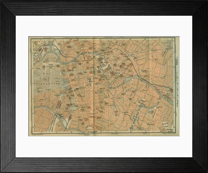 Framed Print : Map of Berlin Center, from a travel guide Baedekers Northeast Germany, 1892. Artist: Wagner & Debes, Leipzig Framed Print : Map of Berlin Center, from a travel guide Baedekers Northeast Germany, 1892. Artist: Wagner & Debes, Leipzig