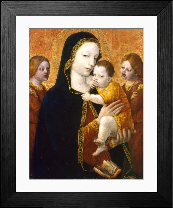 Framed Print : The Virgin and Child with two Angels, ca 1485. Artist: Bergognone, Ambrogio (1453-1523) Framed Print : The Virgin and Child with two Angels, ca 1485. Artist: Bergognone, Ambrogio (1453-1523)