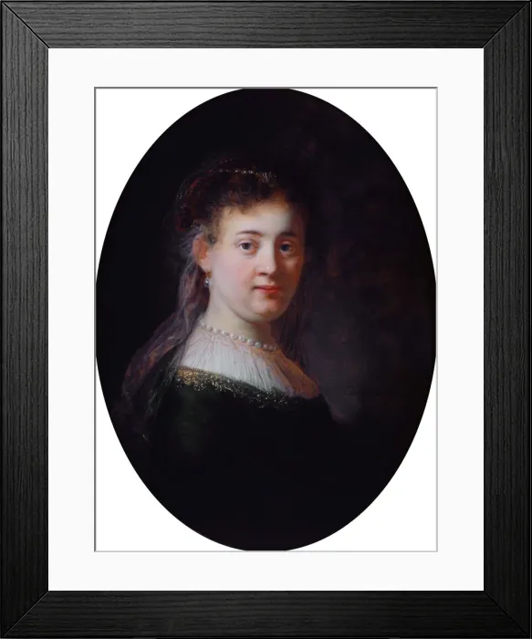 Framed Print : Portrait of Saskia van Uylenburgh, 1633. Artist: Rembrandt van Rhijn (1606-1669) Framed Print : Portrait of Saskia van Uylenburgh, 1633. Artist: Rembrandt van Rhijn (1606-1669)