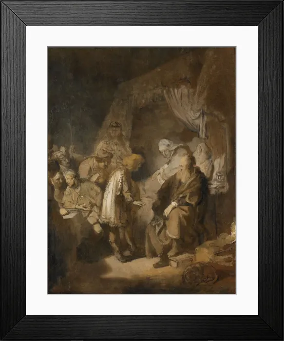 Framed Print : Joseph relating his dreams to his parents and brothers, 1633. Artist: Rembrandt van Rhijn (1606-1669) Framed Print : Joseph relating his dreams to his parents and brothers, 1633. Artist: Rembrandt van Rhijn (1606-1669)