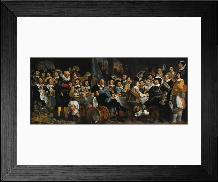 Framed Print : The celebration of the peace of Munster, 18 June 1648, in the headquarters of the crossbowmens civi Artist: Helst, Bartholomeus van der (1613-1670)