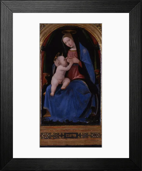 Framed Print : Triptych, central panel: Enthroned Maria lactans, 1500. Artist: Albertinelli, Mariotto (1474-1515)